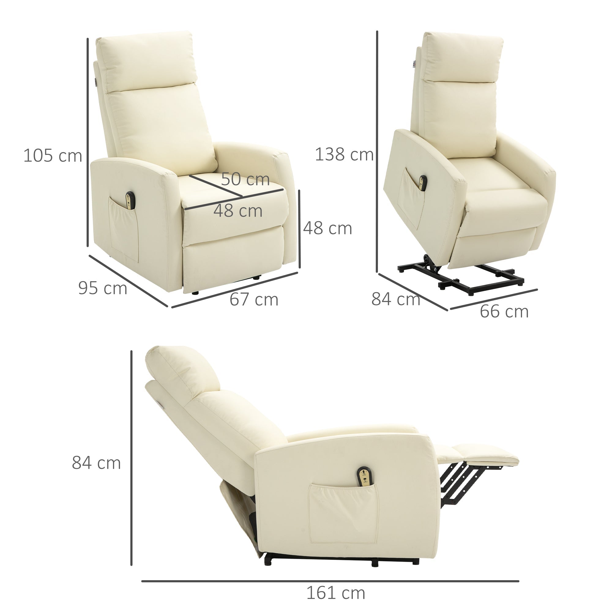 Armchair Lift with remote control and backrest at 145 °, cream -like similar - Borgè