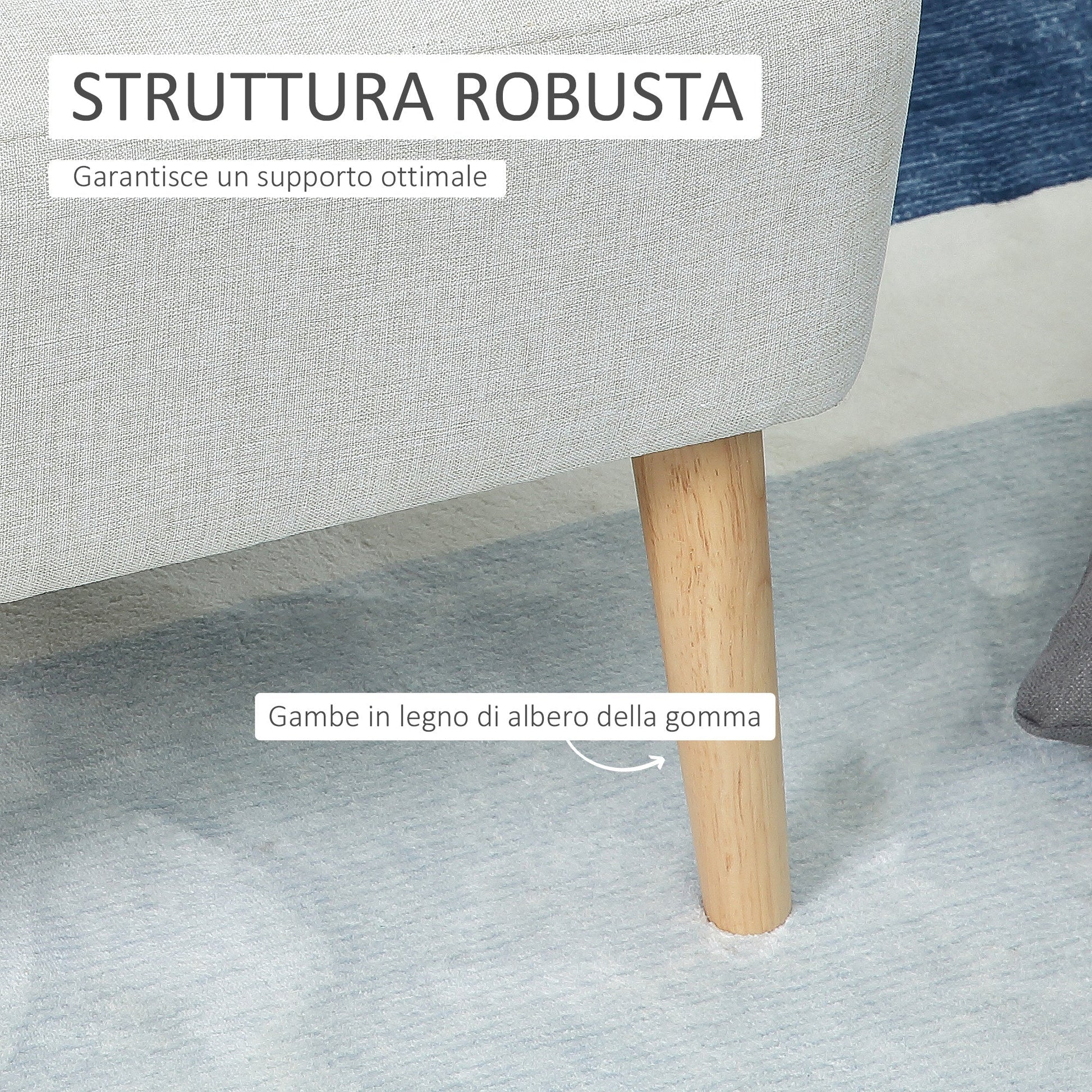 Padded armchair for living room and Nordic style room, chamber armchair in fabric and wooden legs - white - Borgè