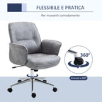 Ergonomic Office Chair Vesting Ergonomic Height Adjustable Microfiber coating, 67x69x92-102cm, clear Grey - Borgè