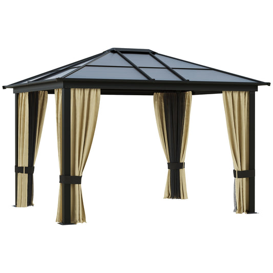 Outdoor luxury aluminum outdoor gazebo with mosquito net and polycarbonate roof, polyester garden tent, 295x360x265cm - Borgè