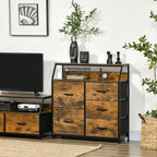Mobile chest of drawers with 5 drawers in folding fabric industrial style, 83.5x29x87cm, brown - Borgè