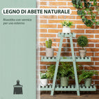 3-Tier Indoor Outdoor Fir Wood Plant Stand, 76x26x76cm, Light Green - Borge' Group Limited