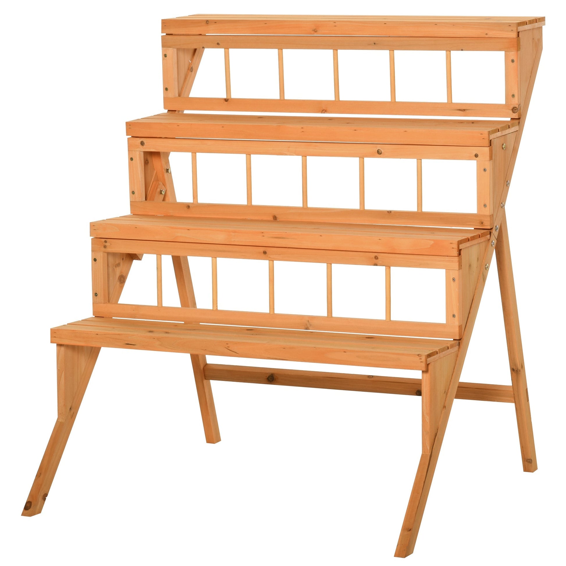 Outsunny Scaletta Wooden holder with 4 shelves, garden and house holder - Borgè