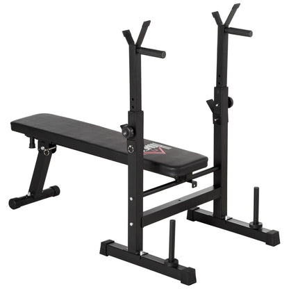 bench folding weight with 8 adjustable heights for lifting weights and tractions, in steel and PU, 140x73x98-122cm, black