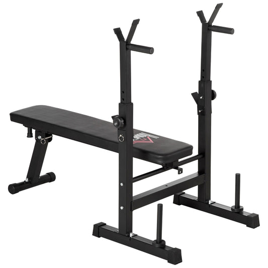 bench folding weight with 8 adjustable heights for lifting weights and tractions, in steel and PU, 140x73x98-122cm, black - Borgè