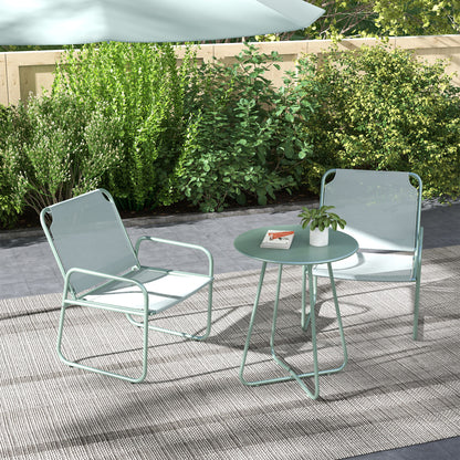 Outsunny garden set with round table and 2 steel chairs and breathable mesh fabric, green - Borgè