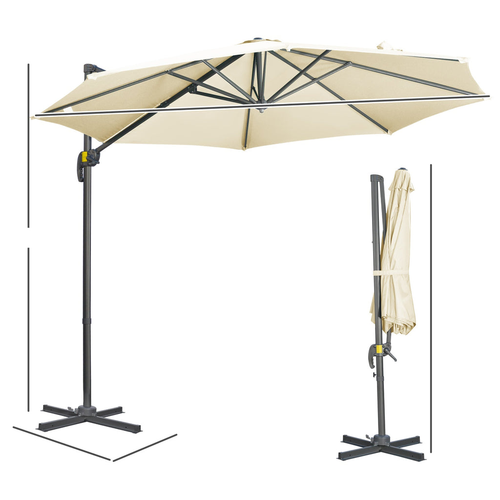 3x2.5m Off-center Garden Umbrella with Adjustable Angle and 360° Rotatable, Cream - Borge' Group Limited