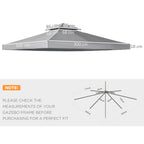 Outsunny spare roof for 3x3m gazebo at 2 levels and UV -resistant, dark gray resistant - Borgè