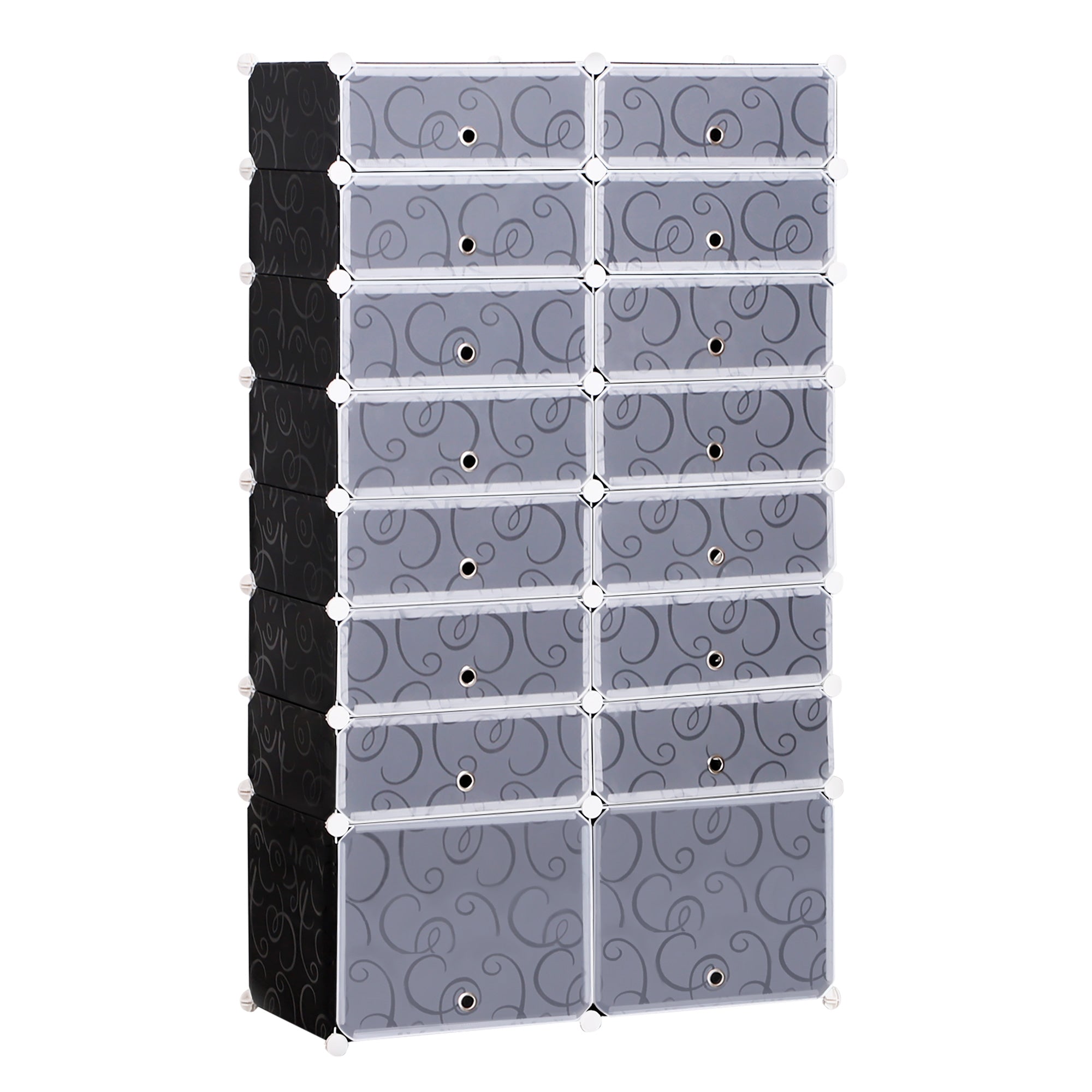 Modular Scarpera 16 cubes in PP black and white 95x37x160cm - Borgè