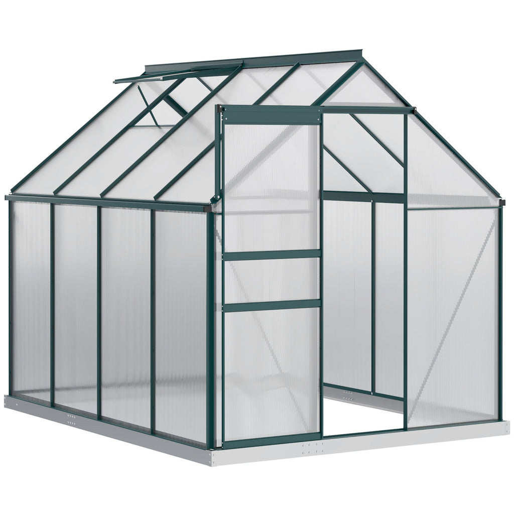 Garden Greenhouse in Polycarbonate, Metal and Aluminum, Anti-UV and Windproof, 190x253x199cm, Green - Borge' Group Limited