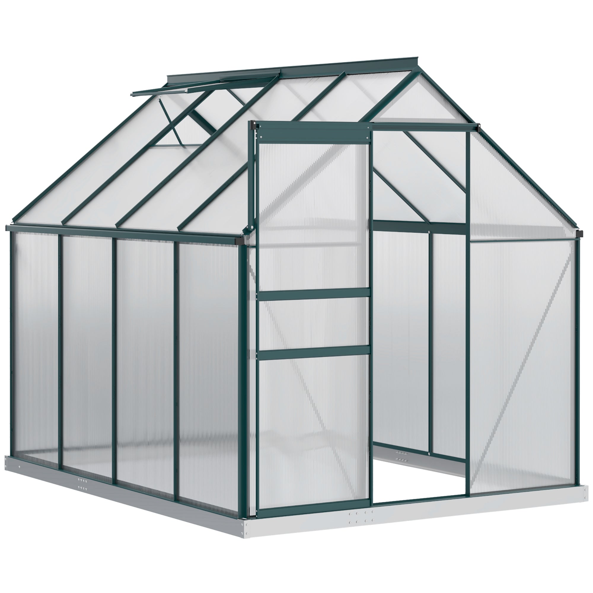 Garden Greenhouse in Polycarbonate, Metal and Aluminum, Anti-UV and Windproof, 190x253x199cm, Green - Borge' Group Limited