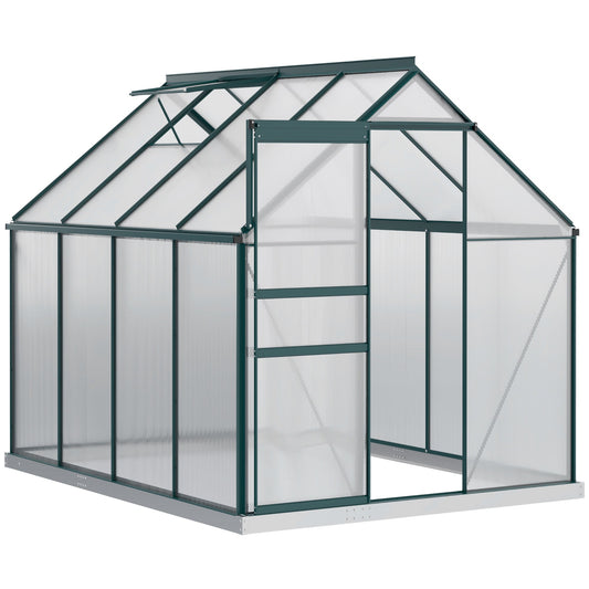 Outsunny Garden Greenhouse in Polycarbonate, Metal and Aluminum, Anti-UV and Windproof, 190x253x199cm, Green