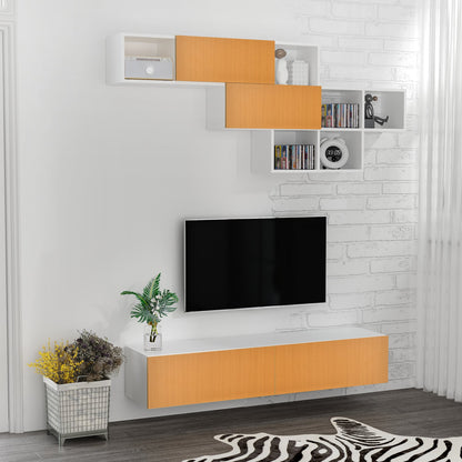 Mobile TV Suspended for TV 60 "Max with wall locker, 2 pieces in chipboard for living room and bedroom