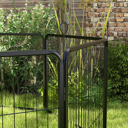 PAWHUT Fence for 8 -piece dogs modular for interior and outdoor, in steel, 80x60 cm, black - Borgè