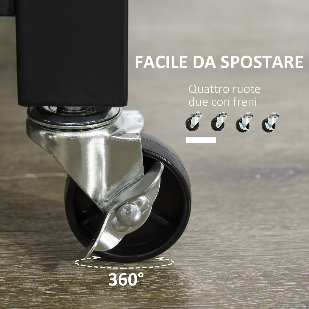 kitchen trolley spirits with wheels, chipped wood, 60x50x84.5cm, brown - Borgè