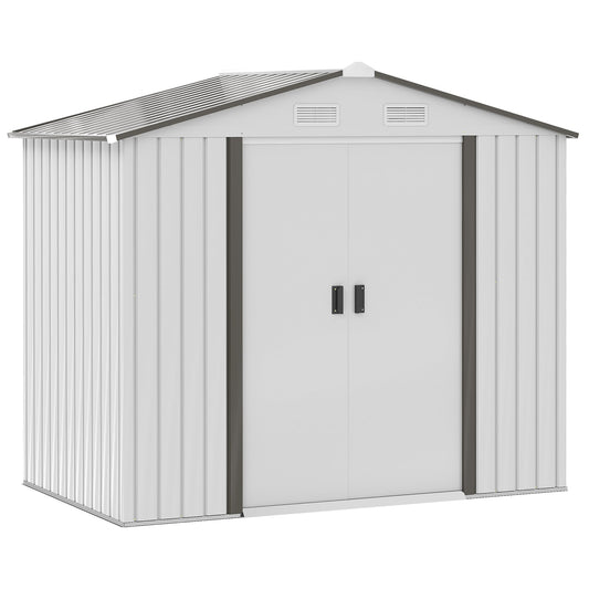 Outsunny house holder house tools, garden shed with sliding doors, 213x130x185 cm, white - Borgè