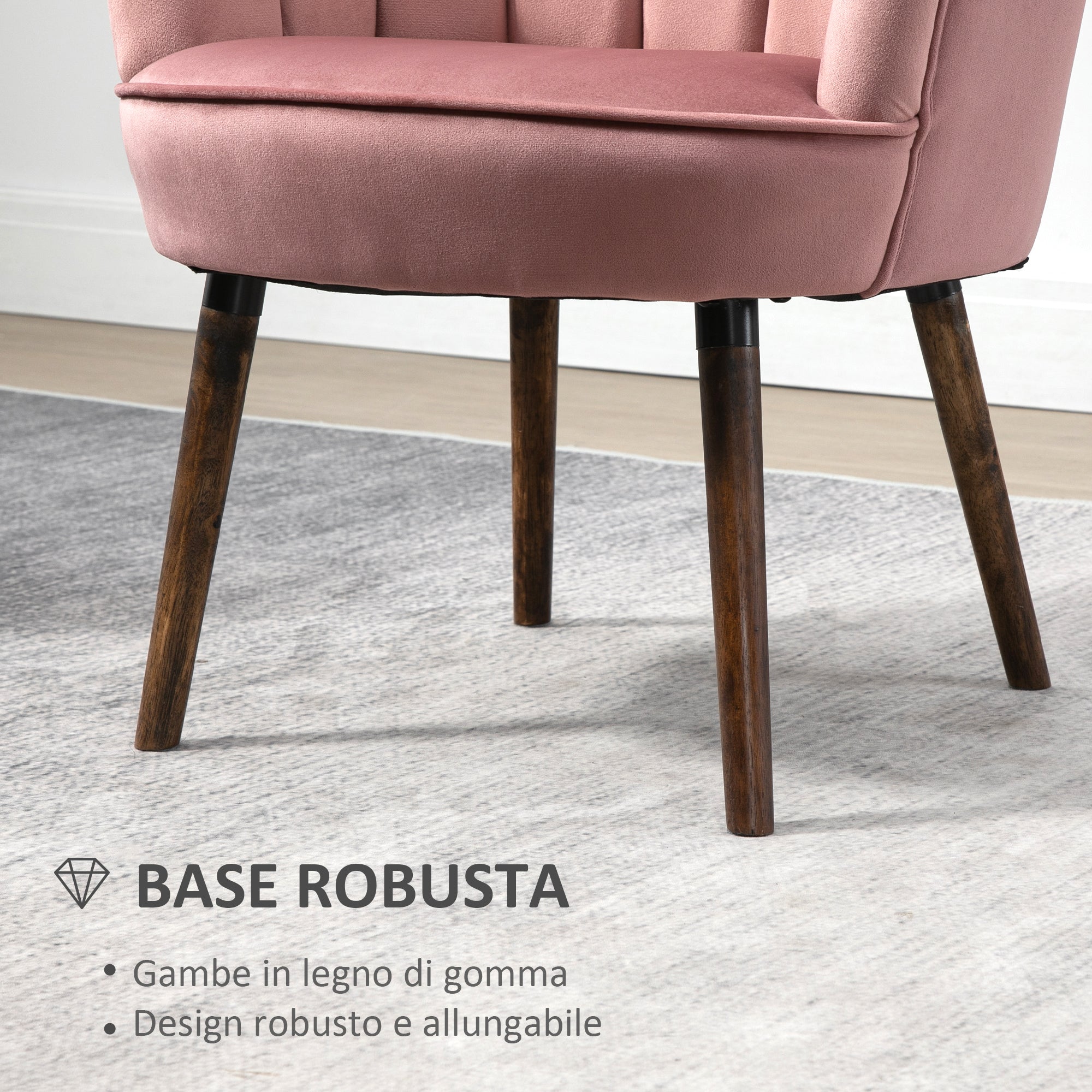 PINKISH | Shell Armchair in Pink Velvet | 66x72x79cm - Borgè