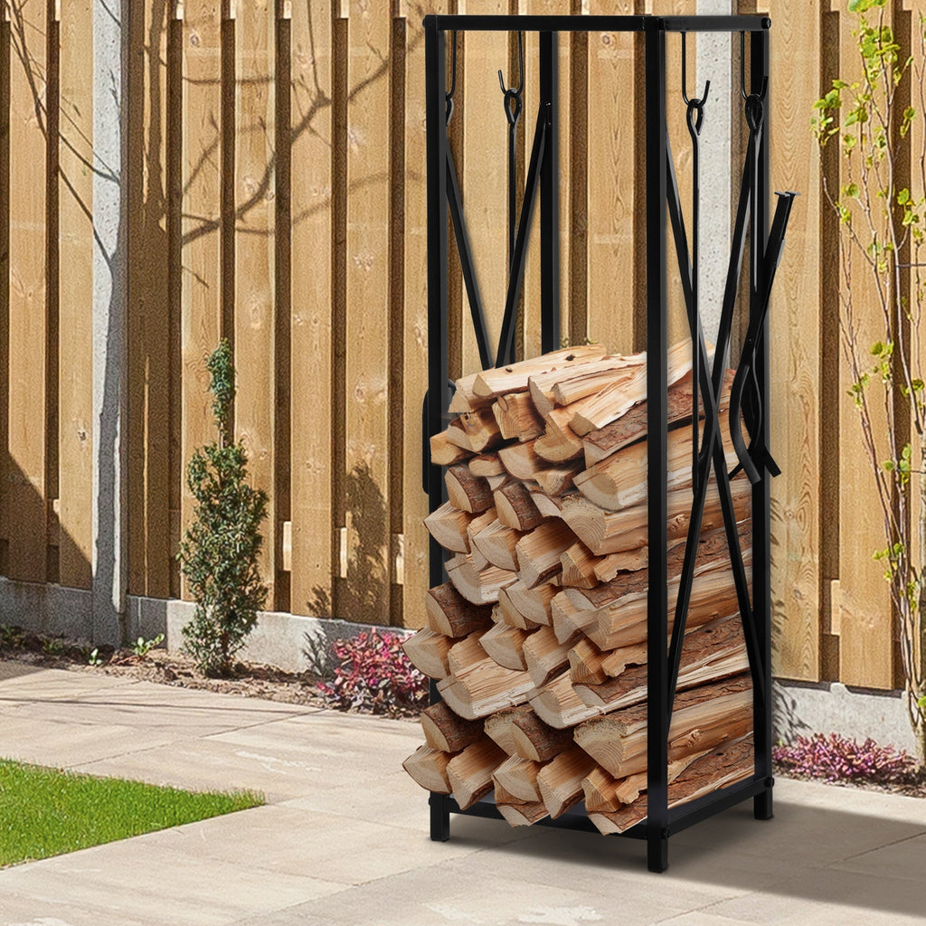 Outsunny interior portal and exterior metal space -saving with palette, gunshot, preparation and pliers, 34x34x111cm, black - Borgè