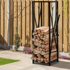 Outsunny interior portal and exterior metal space -saving with palette, gunshot, preparation and pliers, 34x34x111cm, black - Borgè