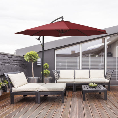 Outsunny exterior umbrella steel structure and anti-UV waterproof polyester φ300x250cm, dark red - Borgè