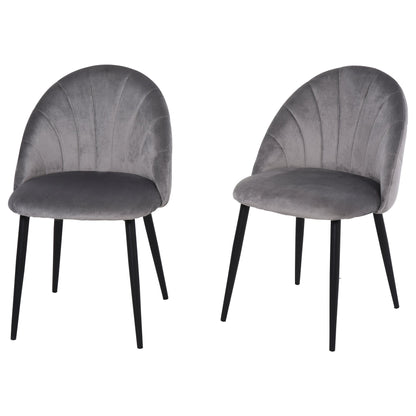 set 2 chairs for dining room padded with Nordic design in metal and Grey velvet - Borgè