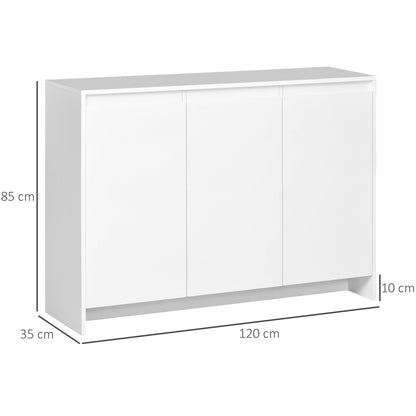 Homcom Modern Credenza to 12 internal shelves in chipboard for kitchen, living room and entrance, 120x35x85 cm, white - Borgè