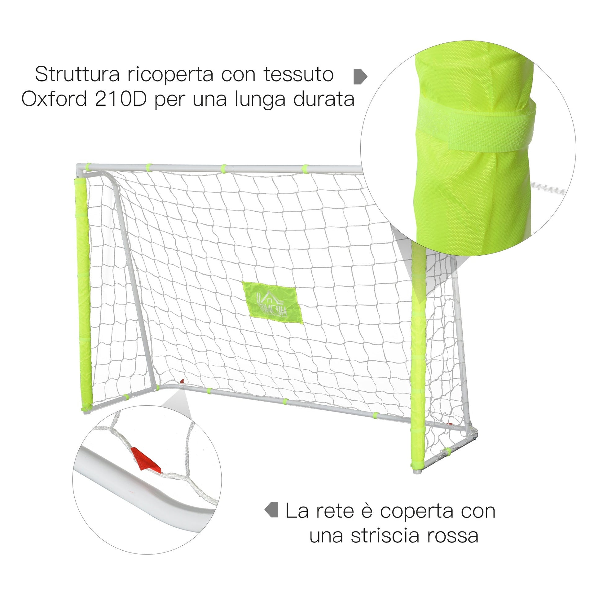 football door for adults and children net with central target and poles in yellow fabric 186x62x123cm - Borgè