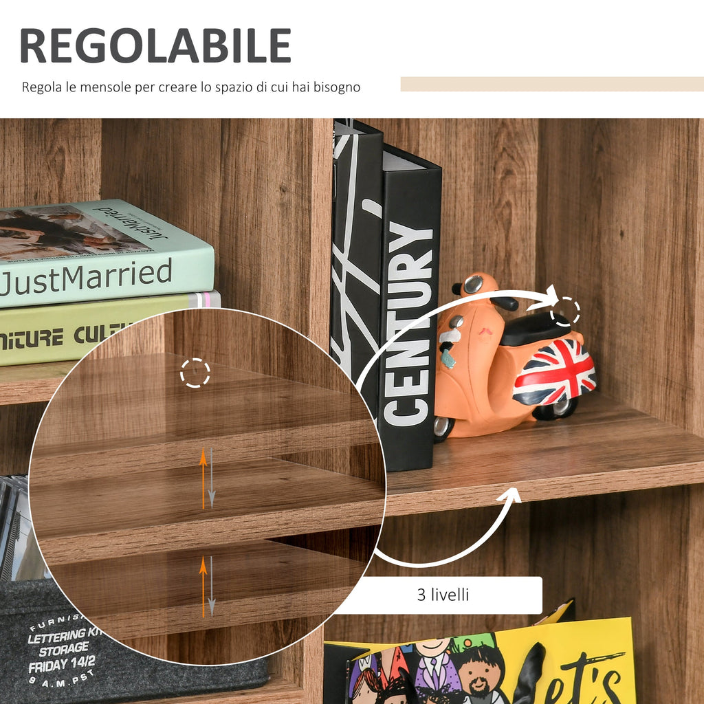 Multiuse cabinet with shelves and wooden locker with metal door, living room and kitchen cabinet, 80x35x82cm, Grey brown - Borgè