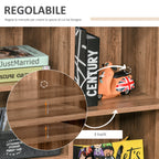 Multiuse cabinet with shelves and wooden locker with metal door, living room and kitchen cabinet, 80x35x82cm, Grey brown - Borgè