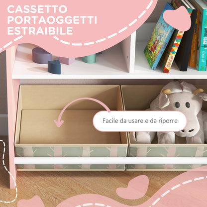 Zonekiz Keeping shelf for children with removable shelves and drawers, pink - Borgè