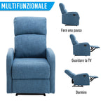 Homcom Relaxable Relaxing Manual Armchair With Bring 125kg Blue Fabric 66 Ã— 83 Ã— 107cm - Borgè