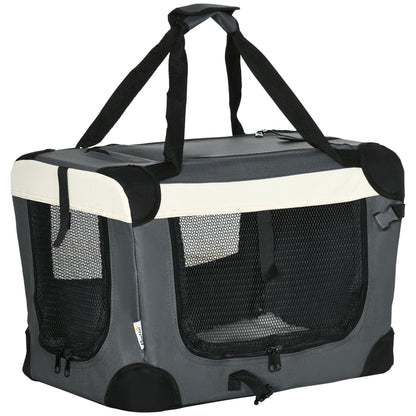 Pawhut transported for dogs toy and cats up to 4kg folding with 3 openings and pillow, 50.5x33.5x35cm, Grey - Borgè