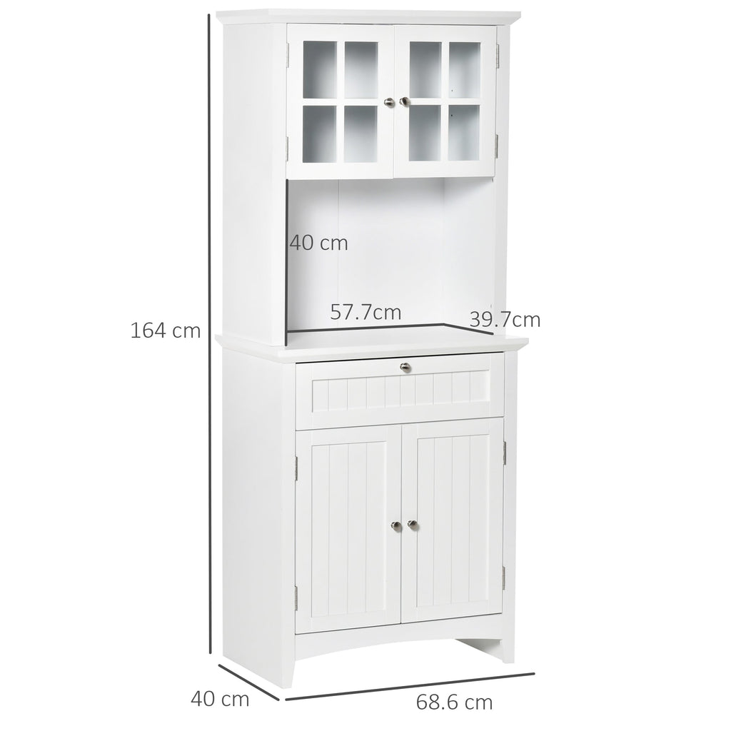 Mobile pantry with 2 cabinets, adjustable shelves and support surfaces, in MDF, 68.6x40x164 cm, white - Borgè
