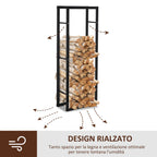 shelf porta vertical wood for black iron interior, 40x25x150cm - Borgè