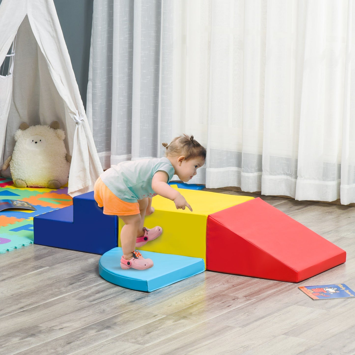 Set Soft Construction of 4 Pieces Educational Game for Children Age 1-3 years for home and school - Multicolor - Borgè