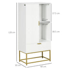 Kleankin Modern Bathroom Cabinet with locker, drawer and adjustable shelf, 60x30x120cm, white - Borgè