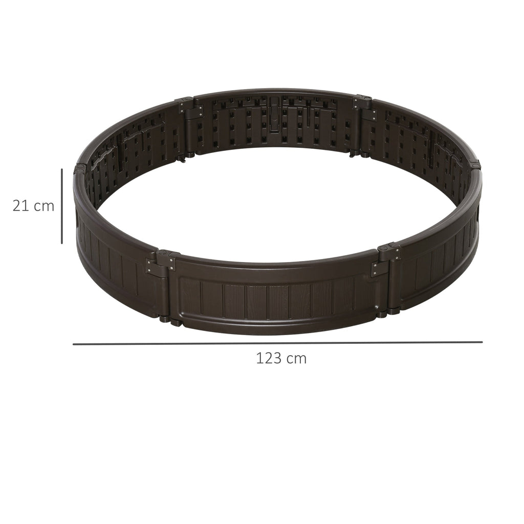 HDPE Raised Garden Bed, Round Outdoor Planter, Φ123x21cm, Brown - Borge' Group Limited