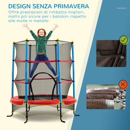 trampoline elastic and outdoor elastic trampolines for children 3-6 years, steel frame and pp rug and polyester with soft-free design, φ165x162 cm