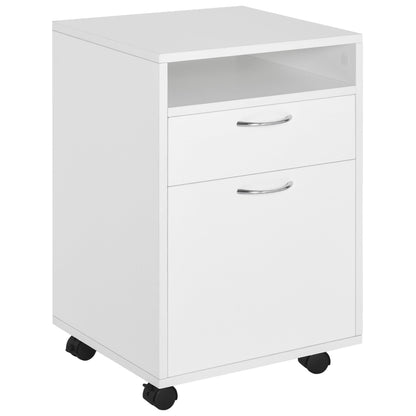 Boarding Drawer with white wooden office with 2 drawers, 4 hominidirectional wheels, 40 x 35 x 60cm - Borgè