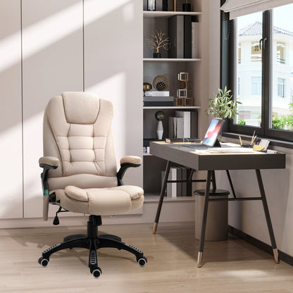 Vecture of office and house massage armchair with 6 massage points and heating function and height adjustable, beige - Borgè