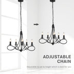 ceiling chandelier in black braided steel with 5 candles - Borgè
