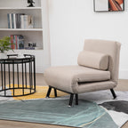 Single Bed armchair with mattress and padded cushion in beige metal frame - Borgè