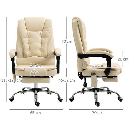 Ergonomic massant armchair winner at adjustable height with 6 vibrant points, 65x160x104 cm, cream - Borgè