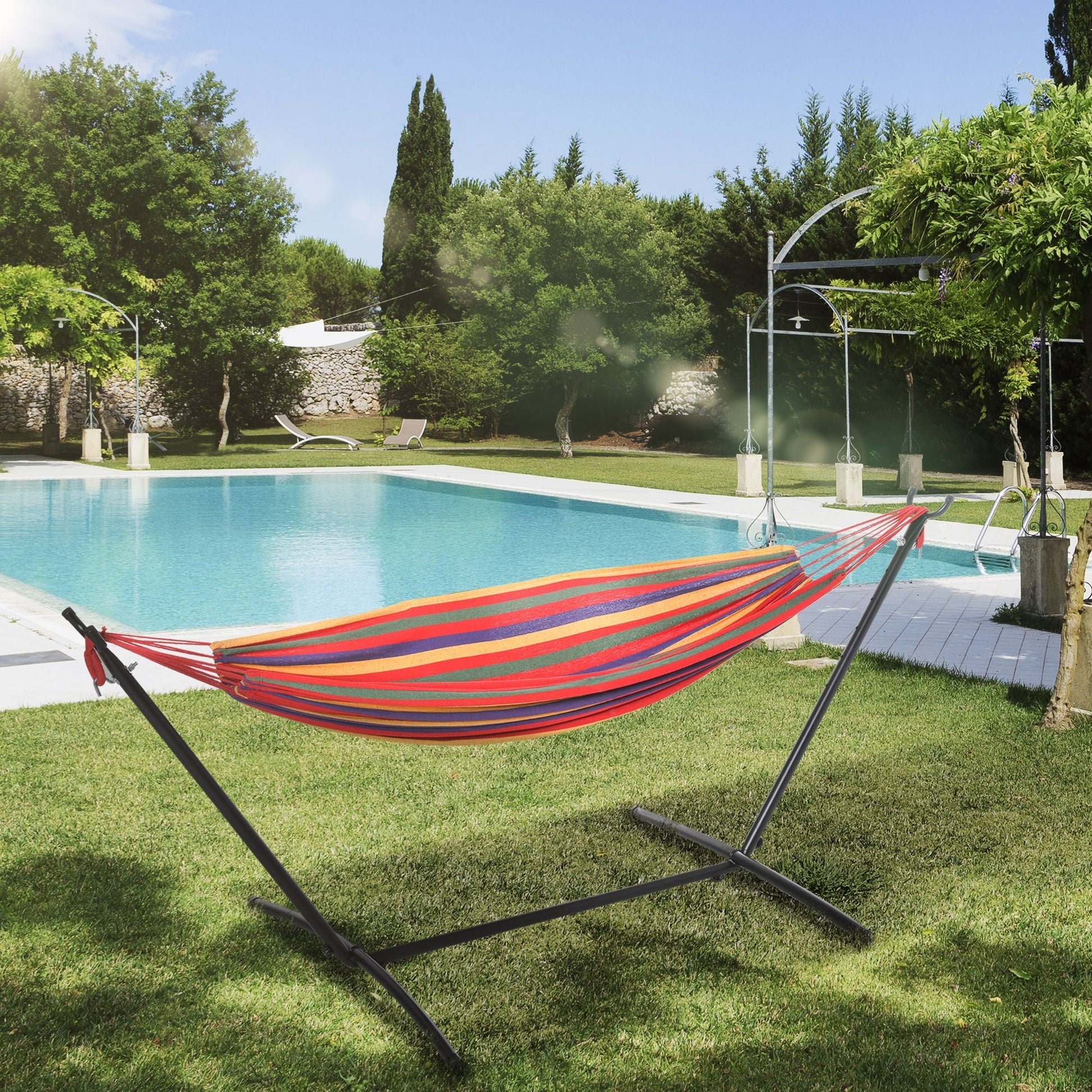 Self -supporting garden amca outsunny with steel structure and multicolor cotton, including case - Borgè