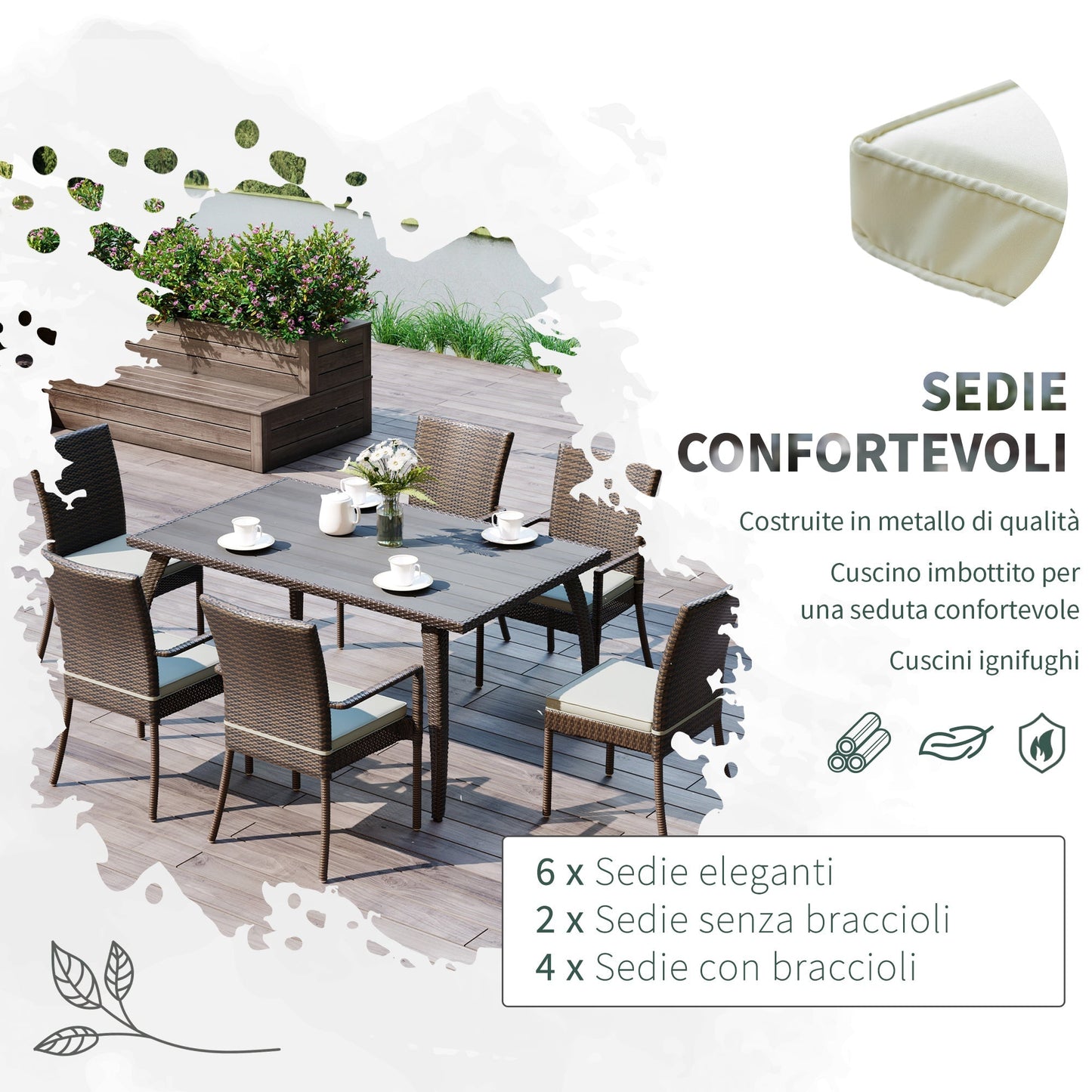 VALLE | Outdoor Rattan Dining Table | 6 Seater - Borgè