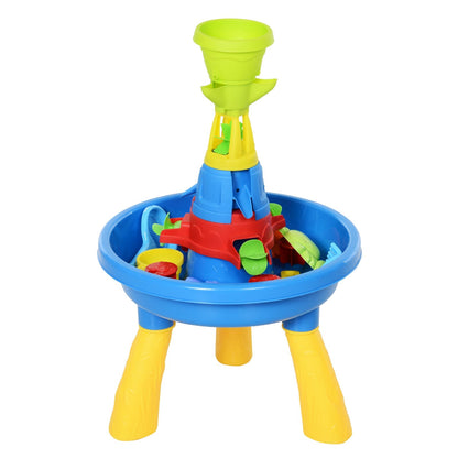 Playset Water and sand table for children with 21 Accessories, Set of beach aquatic table and outdoor table in PP, 46x46x72 cm - Borgè