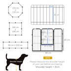 PAWHUT Fence for 8 -piece dogs modular for interior and outdoor, in steel, 80x60 cm, black - Borgè