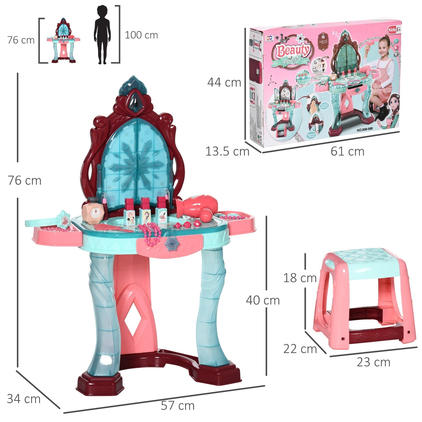 Makeup/Vanity Table with Accessories for 3-6 year Children - Borgè