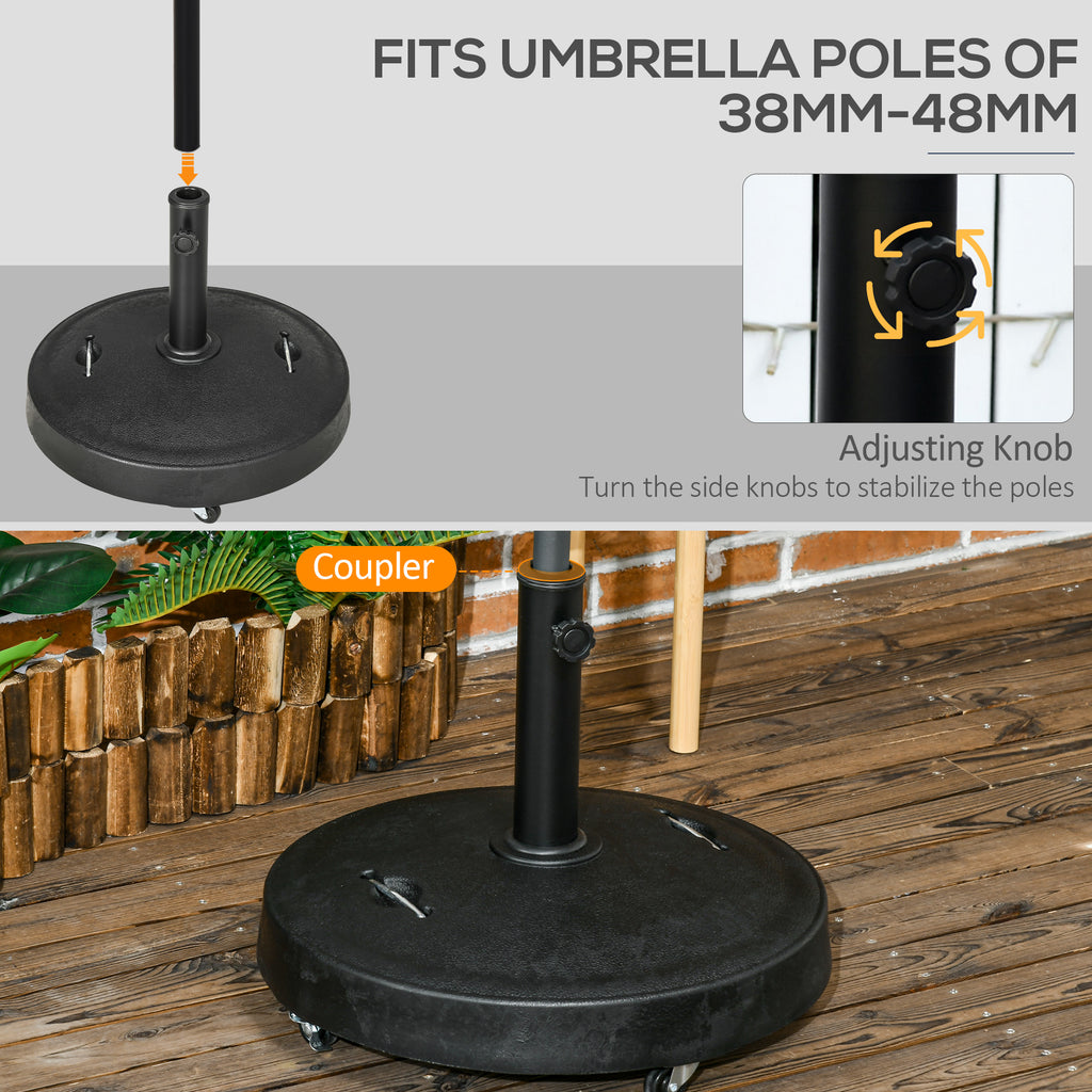 Outsunny base for 23.5kg umbrella with 2 crank and wheels, resin and steel, Ã˜53x41 cm, black - Borgè