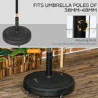 Outsunny base for 23.5kg umbrella with 2 crank and wheels, resin and steel, Ã˜53x41 cm, black - Borgè